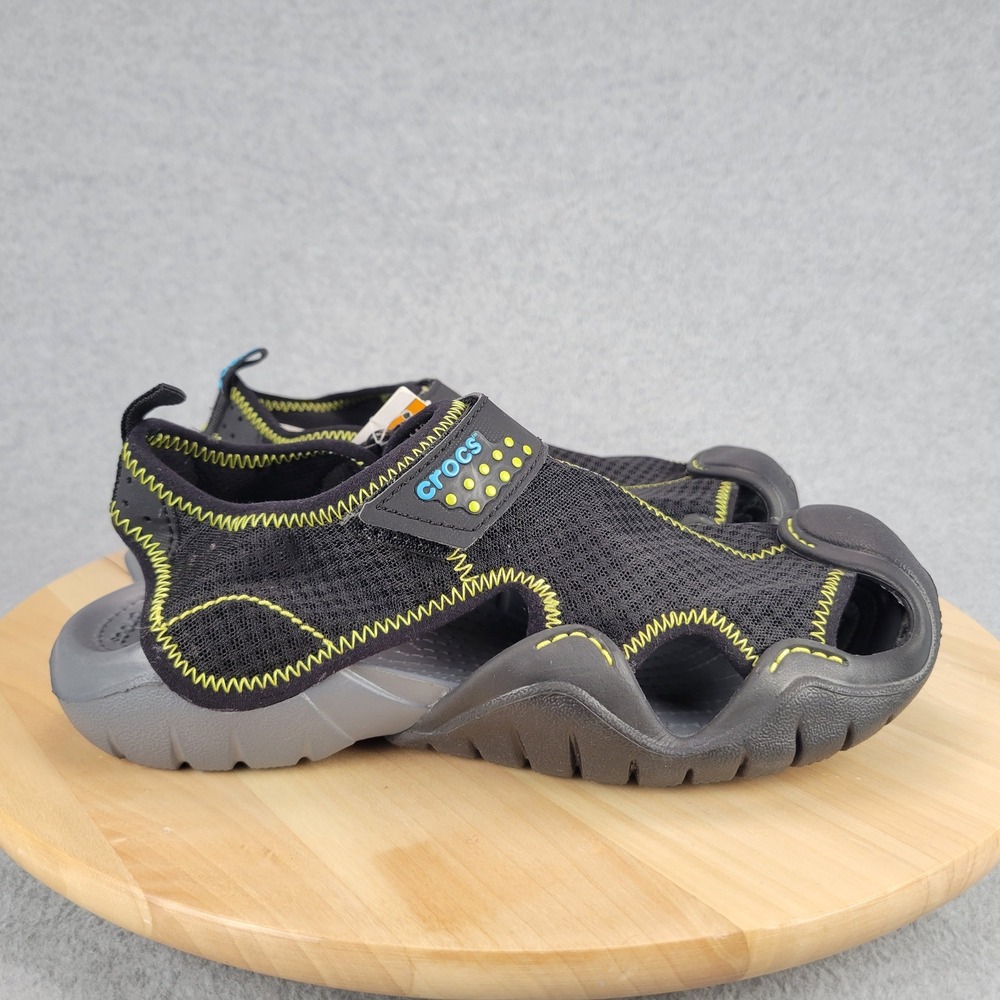 Crocs Swiftwater Mesh Deck Sandals Mens Black Water Shoes Size 7 NEW - Picture 4 of 11